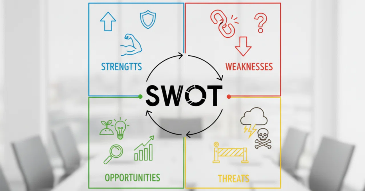 SWOT分析で未来を設計するイメージ